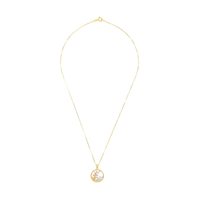 AMOR 14ct Yellow Gold Leaf Design Pendant Necklace