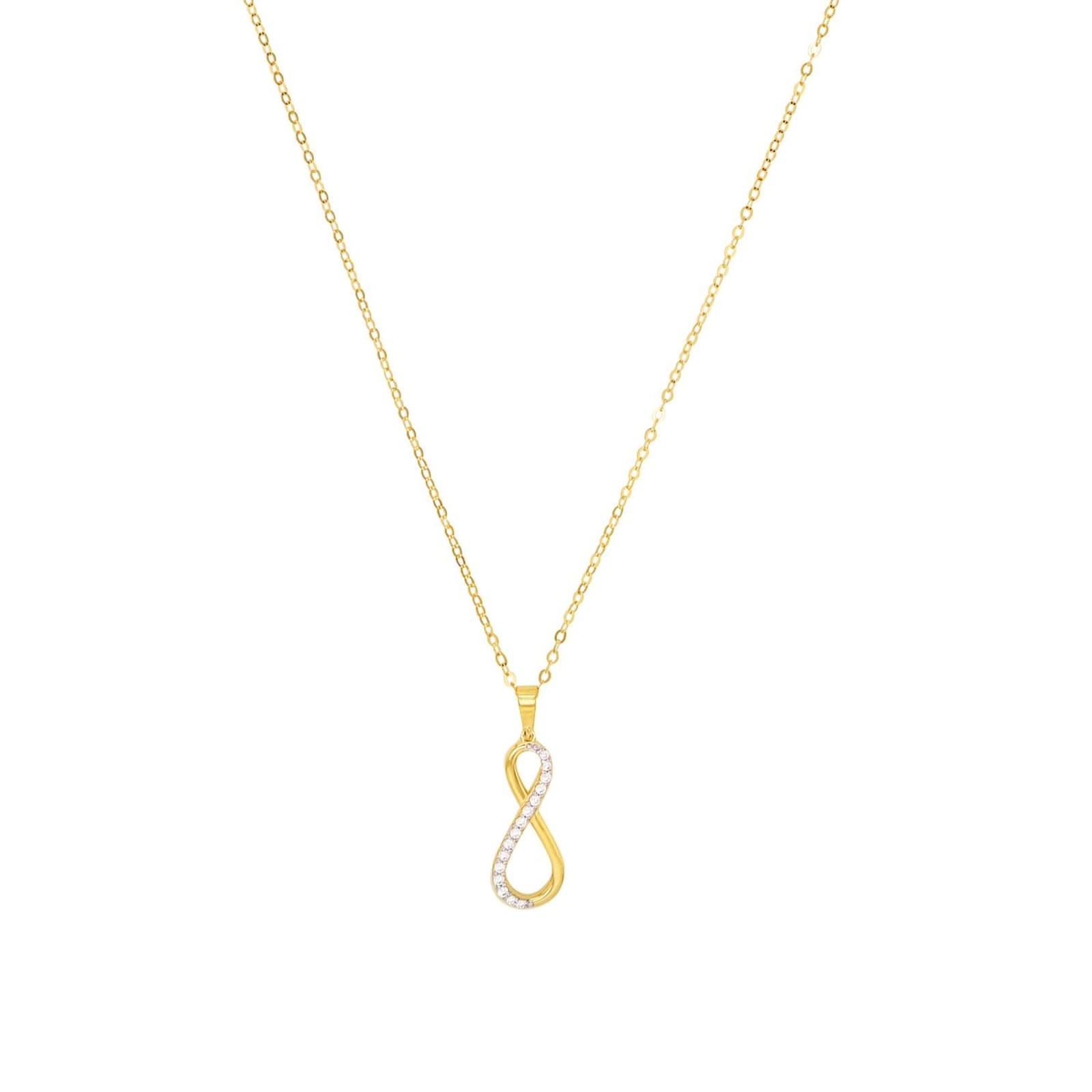 14ct Yellow Gold Cubic Zirconia Loop Design Pendant Necklace