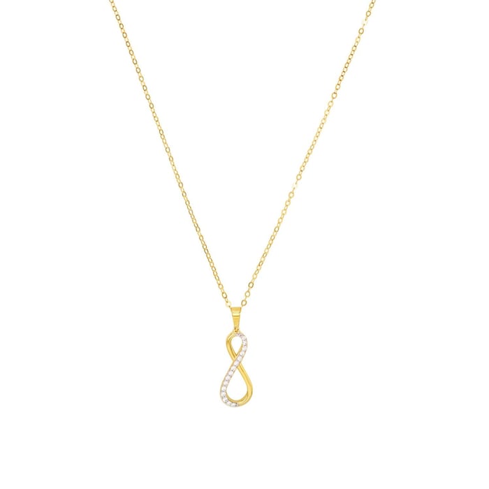 AMOR 14ct Yellow Gold Cubic Zirconia Loop Design Pendant Necklace