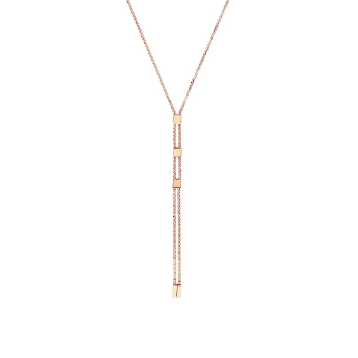 AMOR Rose Gold Coloured Sterling Silver Anchor Chain Drop Pendant Necklace