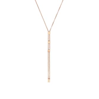 AMOR Rose Gold Coloured Sterling Silver Anchor Chain Drop Pendant Necklace