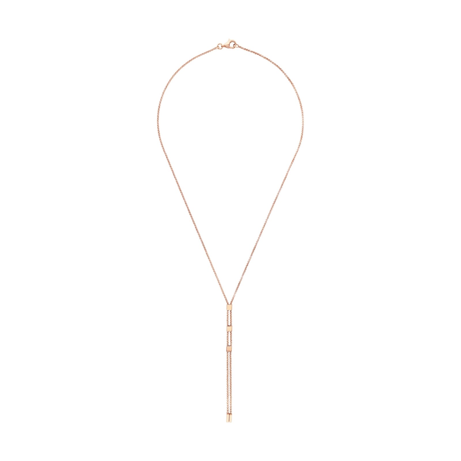 AMOR Rose Gold Coloured Sterling Silver Anchor Chain Drop Pendant Necklace