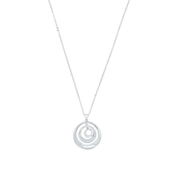 AMOR Silver Cubic Zirconia Triple Circle Pendant Necklace