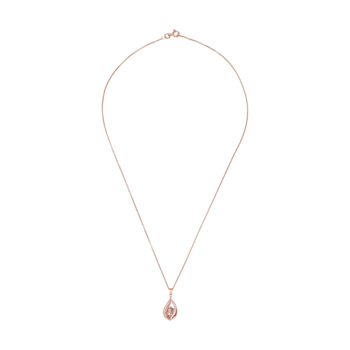 AMOR Rose Gold Coloured Sterling Silver Cubic Zirconia Swirl Pendant Necklace