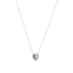 37970245 - Silver Blue Stone Heart Pendant Necklace
