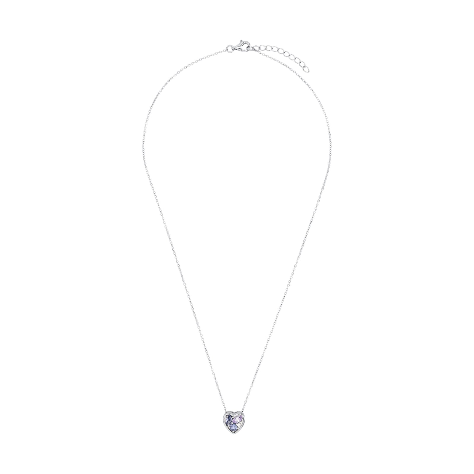 AMOR Silver Blue Stone Heart Pendant Necklace