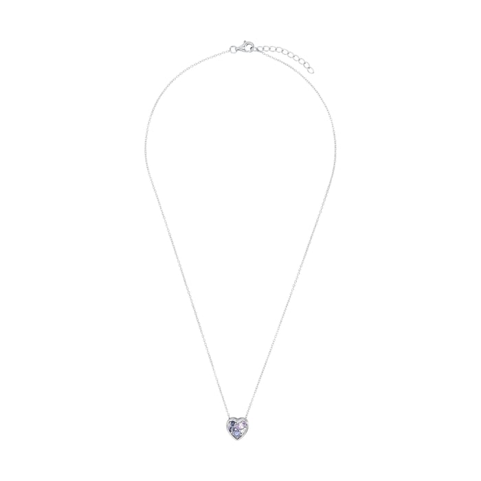 AMOR Silver Blue Stone Heart Pendant Necklace