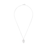 AMOR Silver Cubic Zirconia Heart & Hand Pendant Necklace