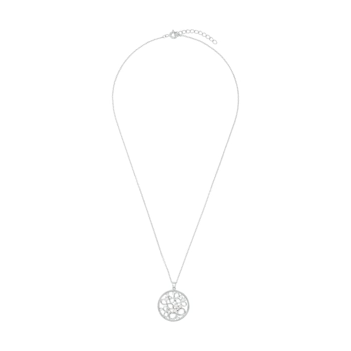 AMOR Silver Cubic Zirconia Loop Pendant Necklace