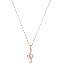 37970249 - Rose Gold Coloured Sterling Silver Cubic Zirconia Music Note Pendant Necklace