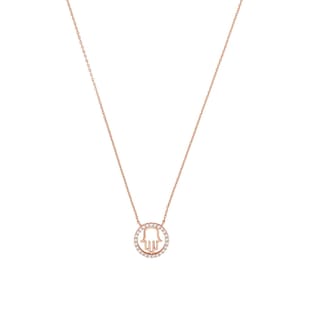 AMOR Rose Gold Coloured Sterling Silver Cubic Zirconia Hand Pendant Necklace