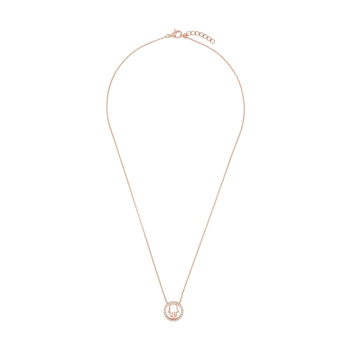 AMOR Rose Gold Coloured Sterling Silver Cubic Zirconia Hand Pendant Necklace