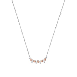 AMOR Silver Bi Colour Heart & Cubic Zirconia Necklace