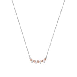 37970253 - Silver Bi Colour Heart & Cubic Zirconia Necklace