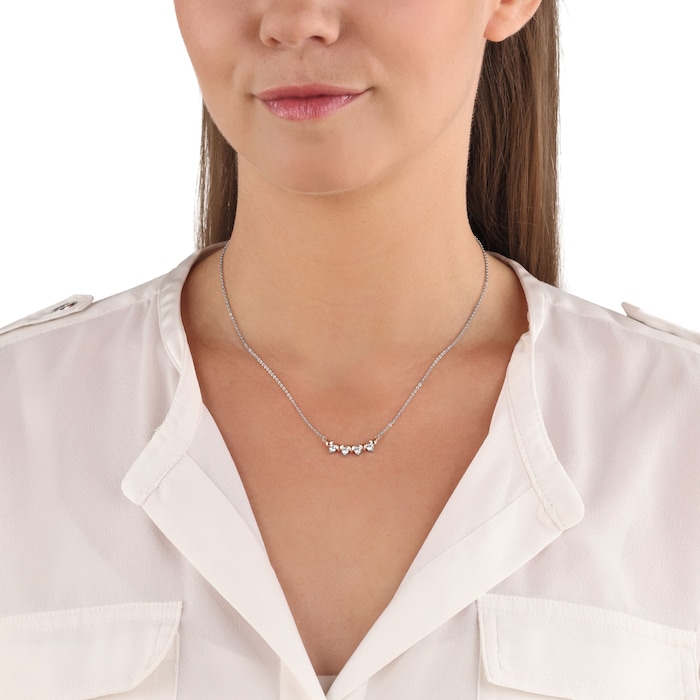 AMOR Silver Bi Colour Heart & Cubic Zirconia Necklace