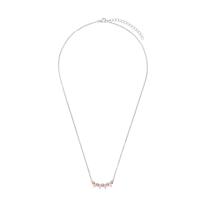 AMOR Silver Bi Colour Heart & Cubic Zirconia Necklace