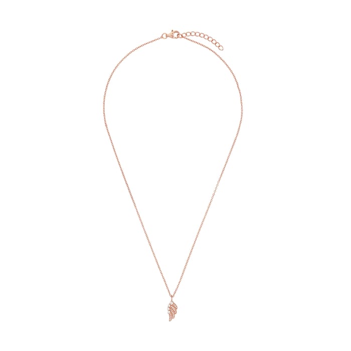 AMOR Rose Gold Coloured Sterling Silver Cubic Zirconia Wing Pendant Necklace