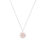 AMOR Siver Cubic Zirconia Floral Pendant Necklace