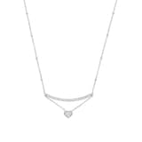 AMOR Silver Cubic Zirconia Bar & Heart Pendant Necklace