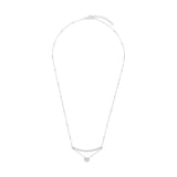 AMOR Silver Cubic Zirconia Bar & Heart Pendant Necklace