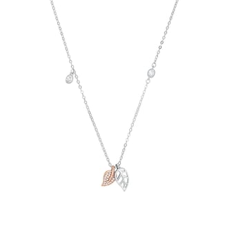 AMOR Silver Double Leaf Pendant Necklace