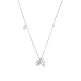 AMOR Silver Double Leaf Pendant Necklace