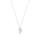 AMOR Silver Cubic Zirconia Leaf Pendant Necklace