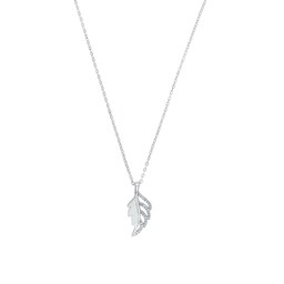 37970259 - Silver Cubic Zirconia Leaf Pendant Necklace