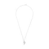 AMOR Silver Cubic Zirconia Leaf Pendant Necklace