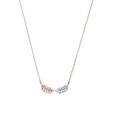 AMOR Silver Bi Colour Double Leaf Pendant Necklace