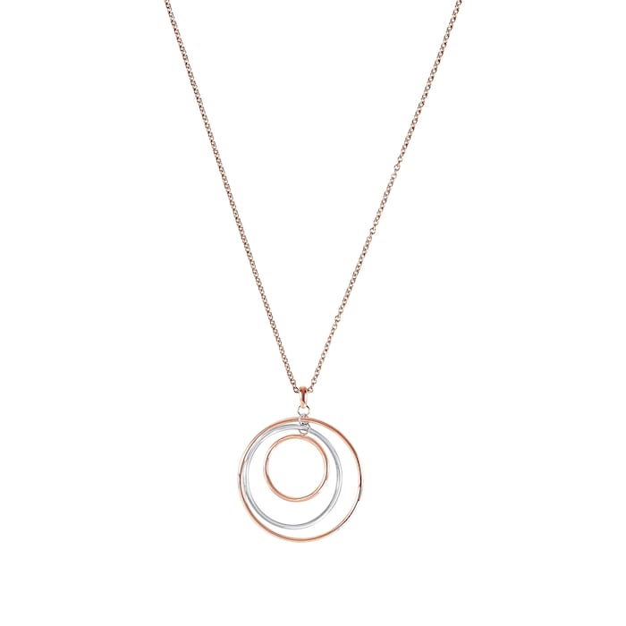 AMOR Rose Gold Coloured Sterling Silver Loop Design Pendant Necklace