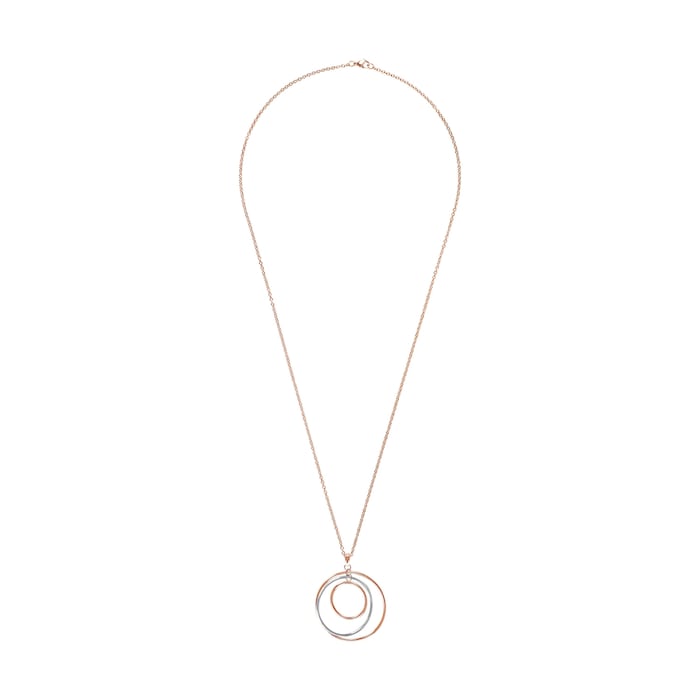 AMOR Rose Gold Coloured Sterling Silver Loop Design Pendant Necklace