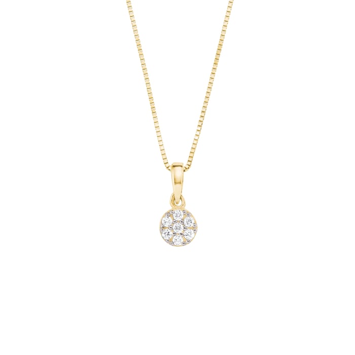 AMOR 9ct Yellow Gold Cubic Zirconia Circle Pendant Necklace