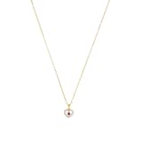 AMOR 9ct Yellow Gold Cubic Zirconia Red Stone Heart Pendant Necklace