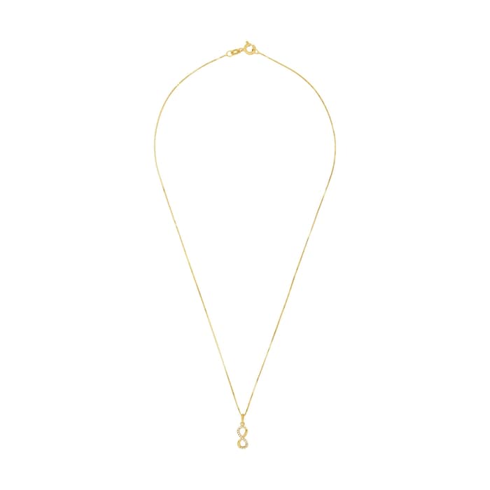 AMOR 9ct Yellow Gold Cubic Zirconia Infinity Loop Pendant Necklace