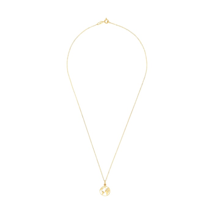 AMOR 9ct Yellow Gold World Map Pendant Necklace