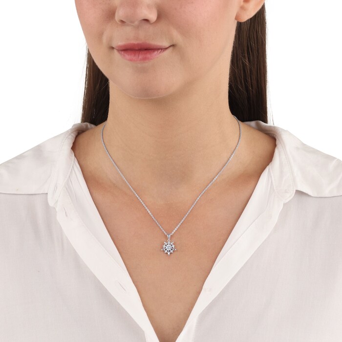 AMOR Silver Cubic Zirconia Star Pendant Necklace