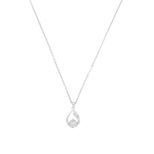 AMOR Silver Cubic Zirconia Pear Cut Pendant Necklace