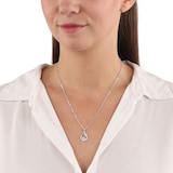 AMOR Silver Cubic Zirconia Pear Cut Pendant Necklace