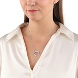 AMOR Silver Cubic Zirconia Double Heart Pendant Necklace