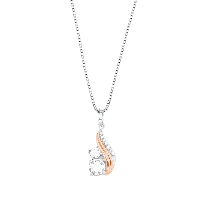 AMOR Silver Cubic Zirconia Swirl Pendant Necklace