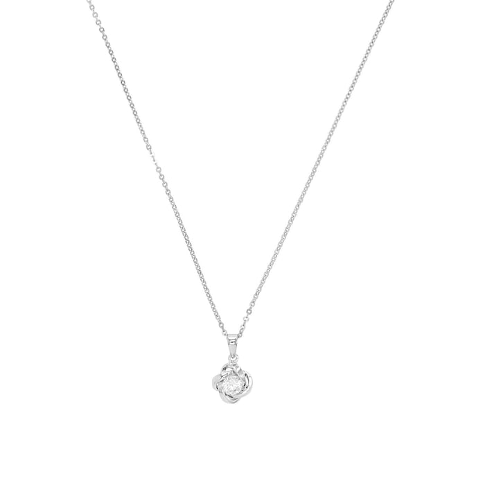 AMOR Silver Cubic Zirconia Floral Pendant Necklace