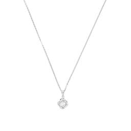37970280 - Silver Cubic Zirconia Floral Pendant Necklace