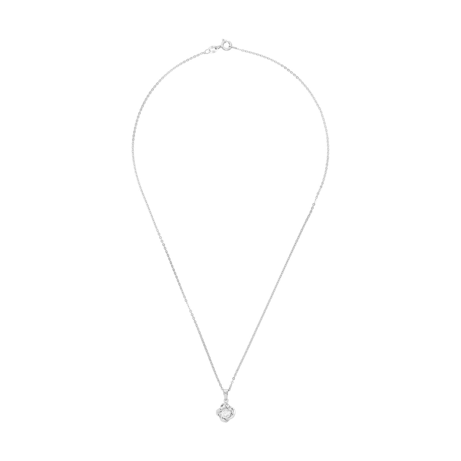 AMOR Silver Cubic Zirconia Floral Pendant Necklace AMOR Silver Cubic Zirconia Floral Pendant Necklace