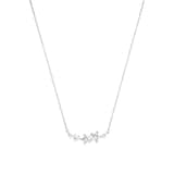 AMOR Silver Cubic Zirconia Flower Bar Pendant Necklace