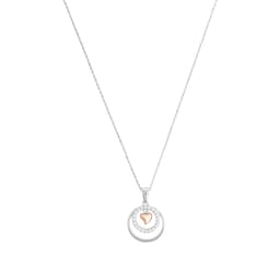 37970282 - Silver Cubic Zirconia Heart & Double Loop Pendant Necklace