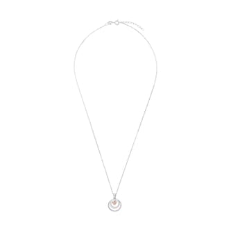 AMOR Silver Cubic Zirconia Heart & Double Loop Pendant Necklace