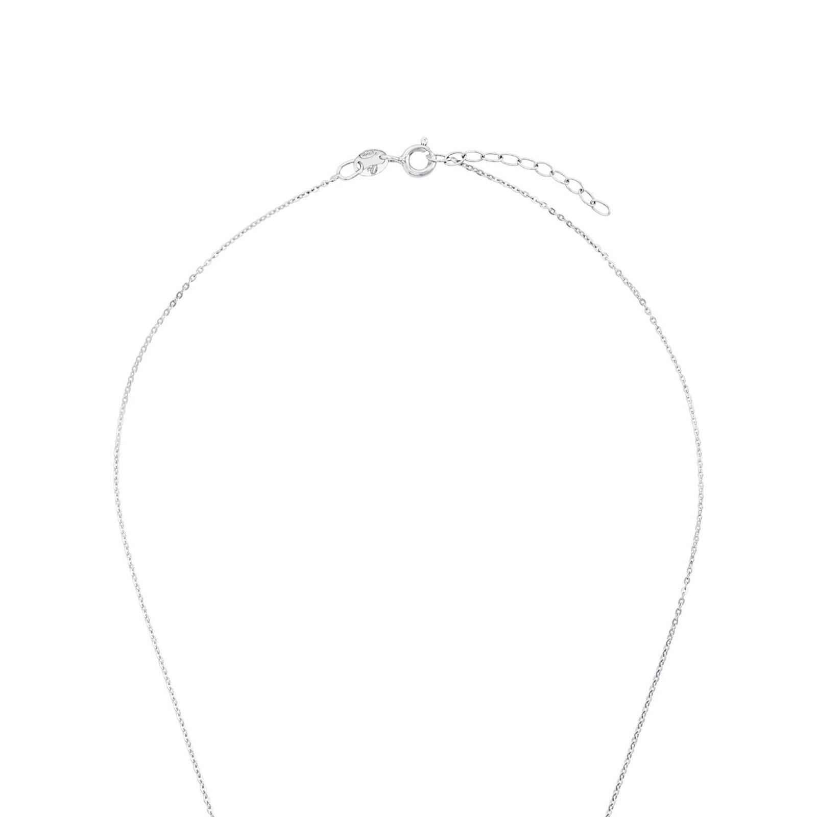 AMOR Silver Cubic Zirconia Heart & Double Loop Pendant Necklace