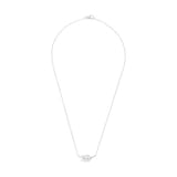 AMOR Silver Cubic Zirconia Leaf Bar Pendant Necklace