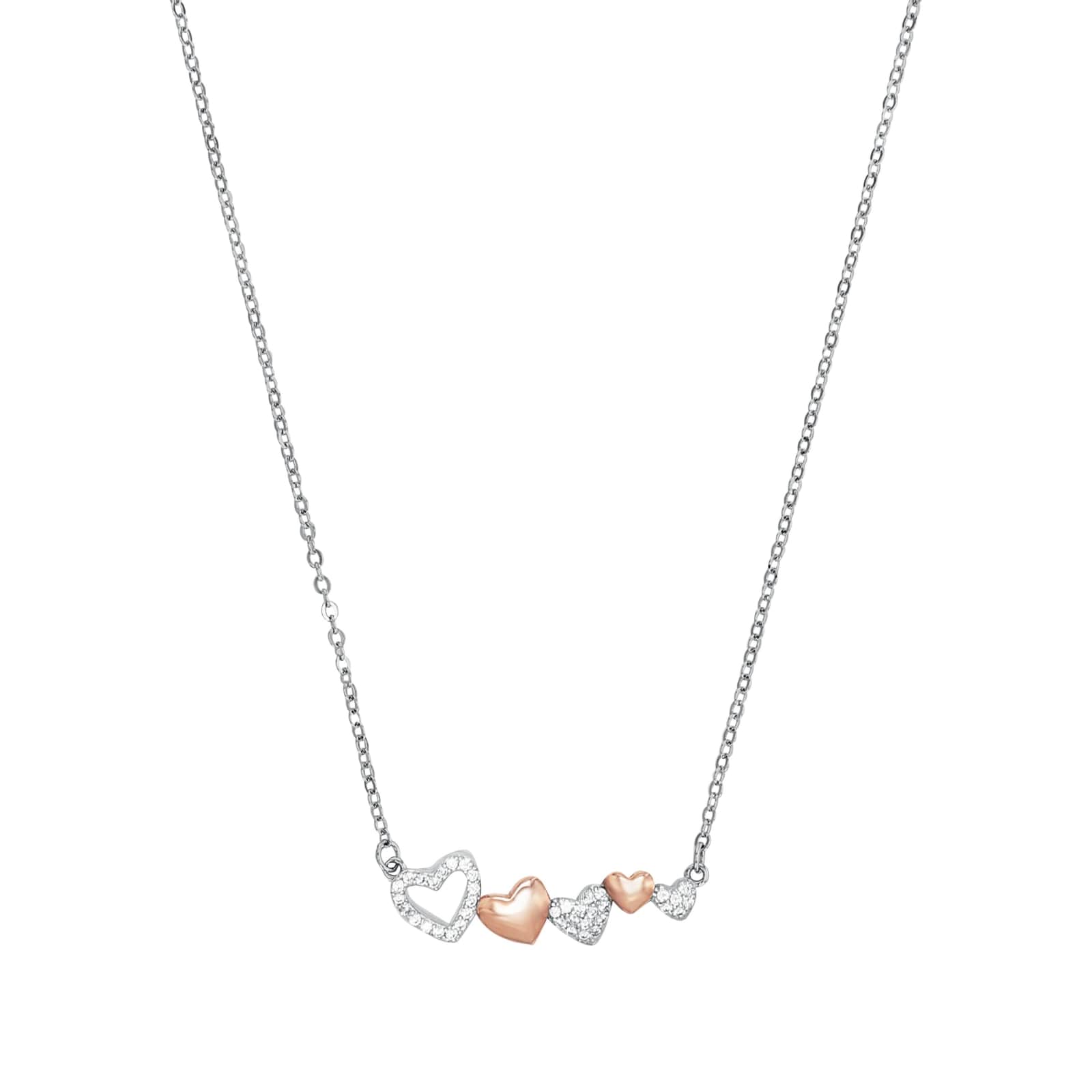 AMOR Silver Cubic Zirconia 5 Heart Pendant Necklace AMOR Silver Cubic Zirconia 5 Heart Pendant Necklace